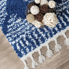 Bohemian Geometric Indoor Plush Shag Area Rug with Tassels