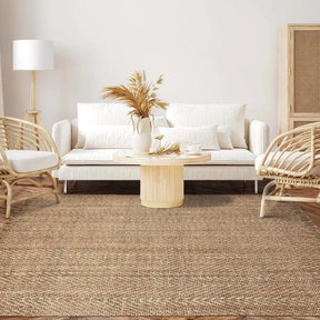 Bohemian Handwoven Natural Braided Jute Reversible Indoor Area Rug