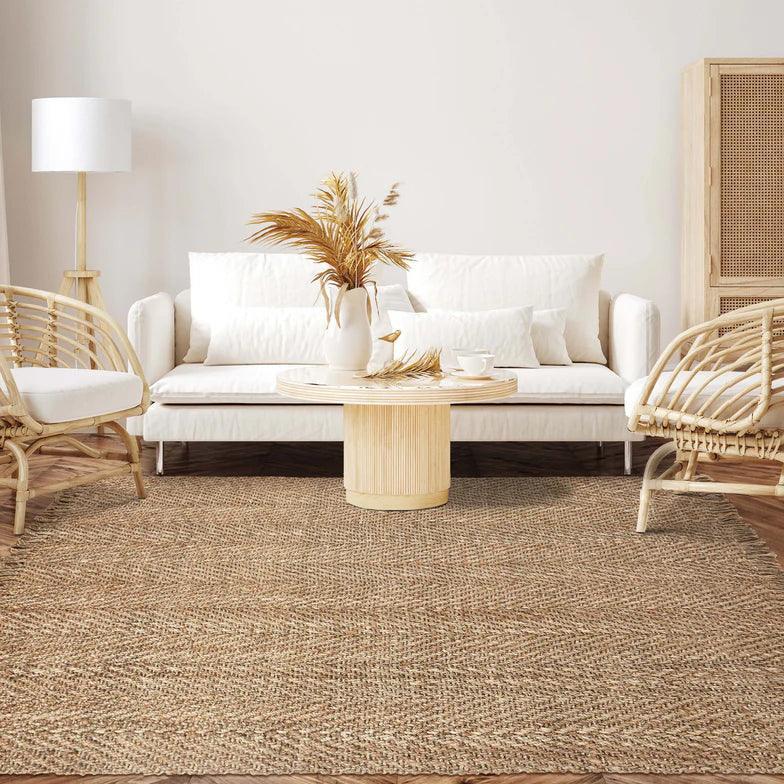 Bohemian Handwoven Natural Braided Jute Reversible Indoor Area Rug