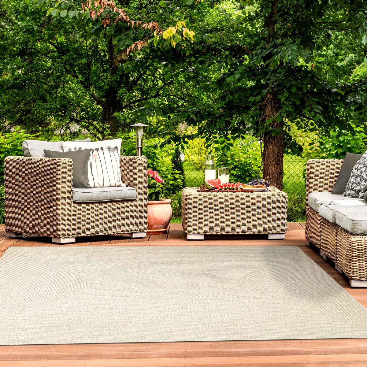 Bohemian Indoor Outdoor Rugs Solid Rectangle Braided Area Rug