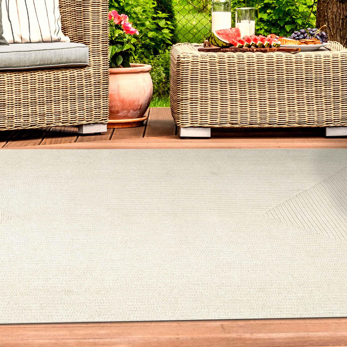 Bohemian Indoor Outdoor Rugs Solid Rectangle Braided Area Rug