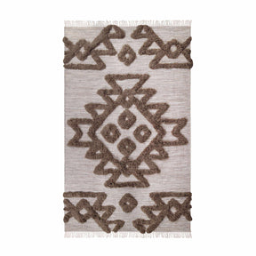 Bohemian Wool Geometric Medallion Fringe Indoor Area or Runner Rug