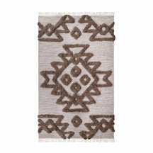 Bohemian Wool Geometric Medallion Fringe Indoor Area or Runner Rug