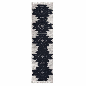 Bohemian Wool Geometric Medallion Fringe Indoor Area or Runner Rug