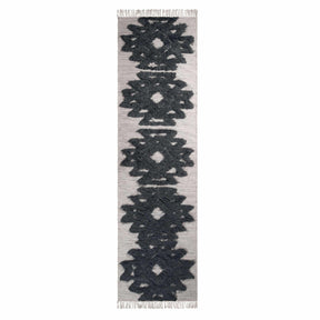Bohemian Wool Geometric Medallion Fringe Indoor Area or Runner Rug