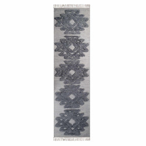 Bohemian Wool Geometric Medallion Fringe Indoor Area or Runner Rug