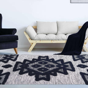 Bohemian Wool Geometric Medallion Fringe Indoor Area or Runner Rug