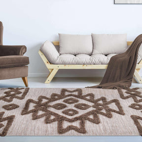 Bohemian Wool Geometric Medallion Fringe Indoor Area or Runner Rug