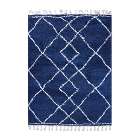 Boho Geometric Diamonds Indoor Plush Shag Area Rug with Tassels