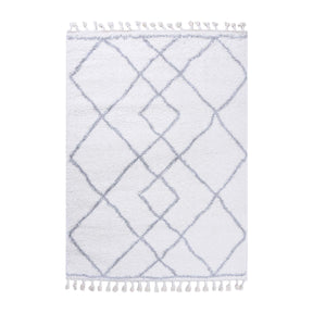 Boho Geometric Diamonds Indoor Plush Shag Area Rug with Tassels