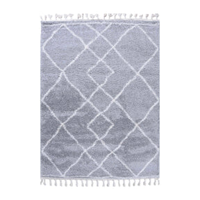 Boho Geometric Diamonds Indoor Plush Shag Area Rug with Tassels