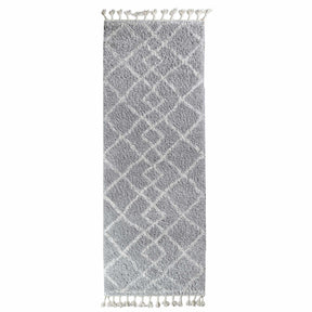 Boho Geometric Diamonds Indoor Plush Shag Area Rug with Tassels