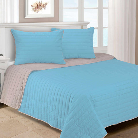 Brandon Cotton Embroidered Solid Reversible Breathable Quilt Set