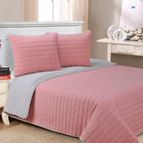Brandon Cotton Embroidered Solid Reversible Breathable Quilt Set