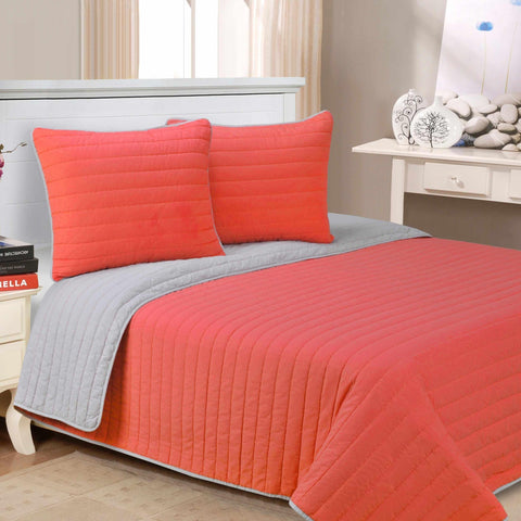 Brandon Cotton Embroidered Solid Reversible Breathable Quilt Set
