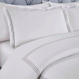 Brandon Cotton Three-Line Embroidered 3 Piece Duvet Cover Set