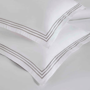Brandon Cotton Three-Line Embroidered 3 Piece Duvet Cover Set