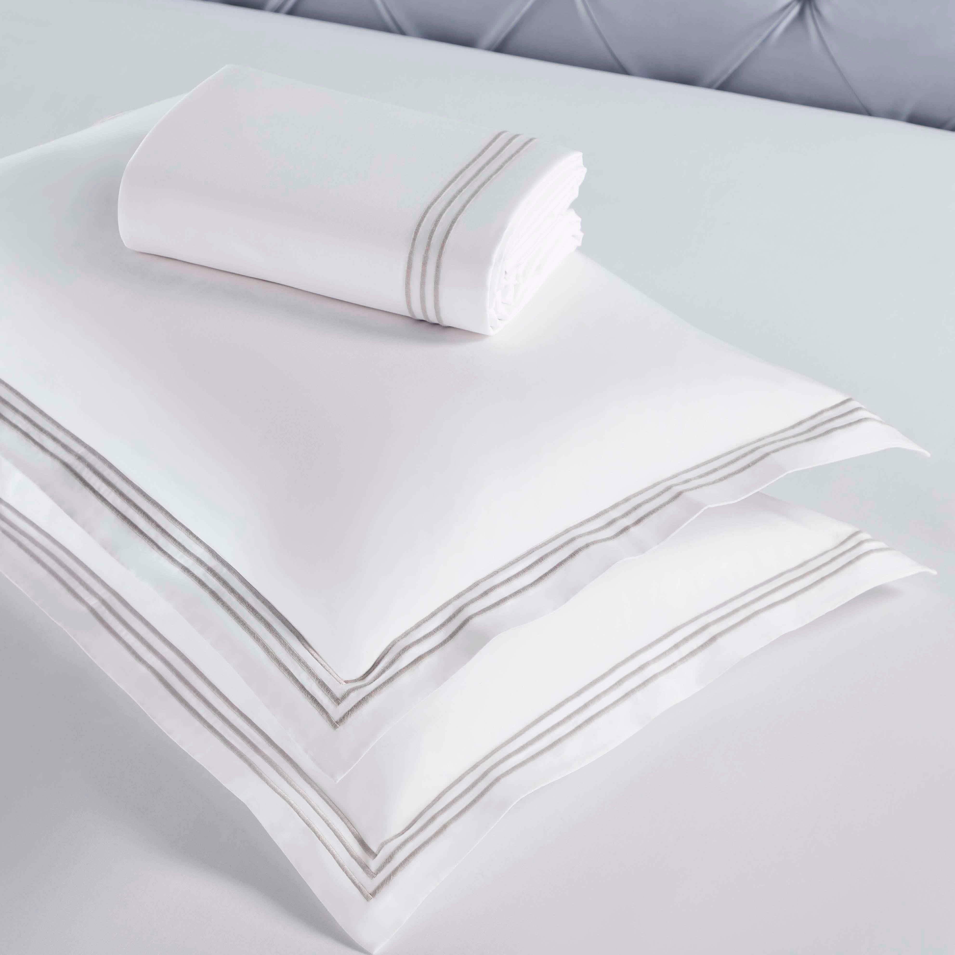 Brandon Cotton Three-Line Embroidered 3 Piece Duvet Cover Set