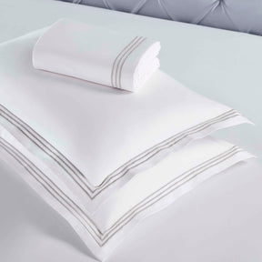 Brandon Cotton Three-Line Embroidered 3 Piece Duvet Cover Set