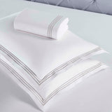 Brandon Cotton Three-Line Embroidered 3 Piece Duvet Cover Set