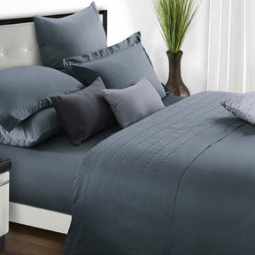 Brandon Diamond Embroidered Solid Cotton Duvet Cover Set