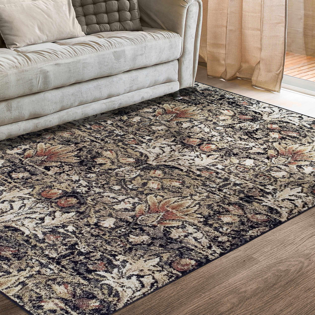 Braxton Floral Damask Area Rug