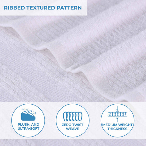 Brea Zero Twist Cotton Ribbed Geometric Border 12 Piece Towel Set