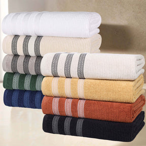 Brea Zero Twist Cotton Ribbed Geometric Border 12 Piece Towel Set