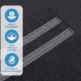 Brea Zero Twist Cotton Ribbed Geometric Border 3 Piece Towel Set