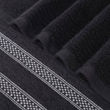 Brea Zero Twist Cotton Ribbed Geometric Border 3 Piece Towel Set