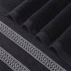 Brea Zero Twist Cotton Ribbed Geometric Border 3 Piece Towel Set