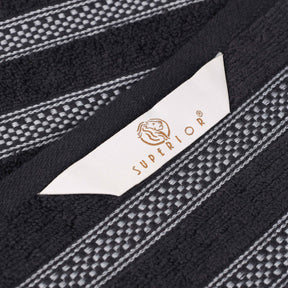 Brea Zero Twist Cotton Ribbed Geometric Border 3 Piece Towel Set