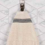 Brea Zero Twist Cotton Ribbed Geometric Border 3 Piece Towel Set