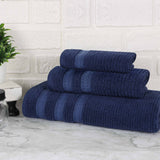 Brea Zero Twist Cotton Ribbed Geometric Border 3 Piece Towel Set