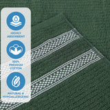 Brea Zero Twist Cotton Ribbed Geometric Border 3 Piece Towel Set