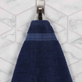 Brea Zero Twist Cotton Ribbed Geometric Border 3 Piece Towel Set