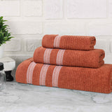 Brea Zero Twist Cotton Ribbed Geometric Border 3 Piece Towel Set