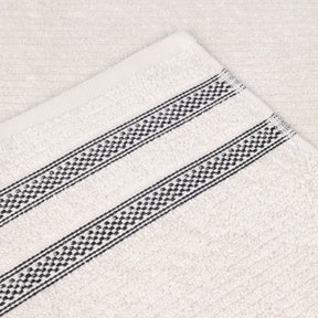 Brea Zero Twist Cotton Ribbed Geometric Border 3 Piece Towel Set