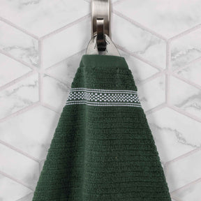 Brea Zero Twist Cotton Ribbed Geometric Border 3 Piece Towel Set