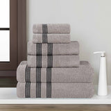 Brea Zero Twist Cotton Ribbed Geometric Border 6 Piece Towel Set