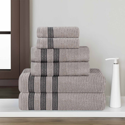 Zero Twist Cotton Ribbed Towel Set 6-Piece - Brea