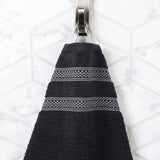 Brea Zero Twist Cotton Ribbed Geometric Border Bath Sheet Set of 2