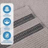Brea Zero Twist Cotton Ribbed Geometric Border Bath Sheet Set of 2