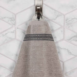 Brea Zero Twist Cotton Ribbed Geometric Border Bath Sheet Set of 2