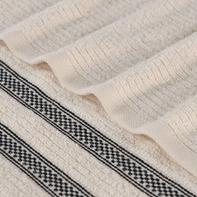 Brea Zero Twist Cotton Ribbed Geometric Border Bath Sheet Set of 2