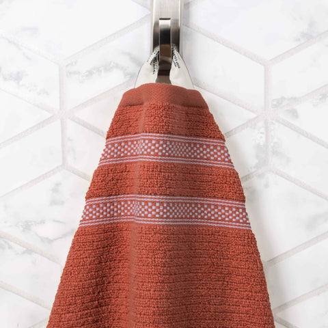 Brea Zero Twist Cotton Ribbed Geometric Border Bath Sheet Set of 2