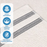Brea Zero Twist Cotton Ribbed Geometric Border Bath Sheet Set of 2