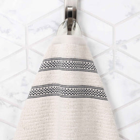 Brea Zero Twist Cotton Ribbed Geometric Border Bath Sheet Set of 2