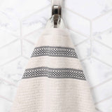 Brea Zero Twist Cotton Ribbed Geometric Border Bath Sheet Set of 2