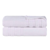 Brea Zero Twist Cotton Ribbed Geometric Border Bath Sheet Set of 2